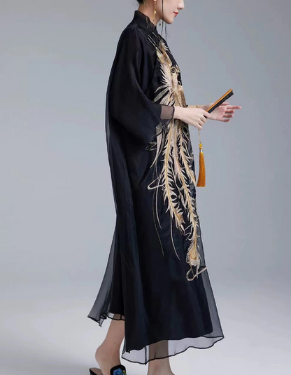 Chinese Vintage Style Printed Long Dresses