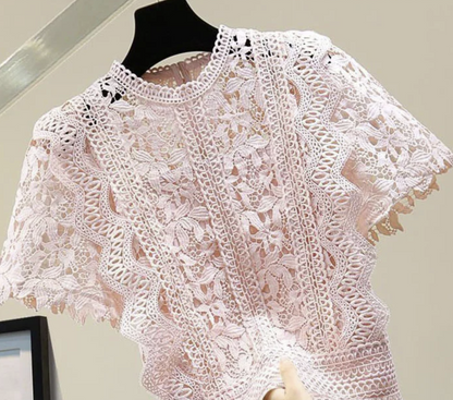 Elegant Patchwork Lace Blouse Top