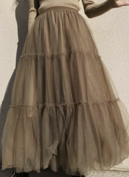 Simple cinched high-waisted tulle bustier skirt