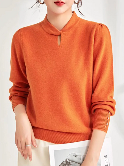 Women's Round Neck Solid Color Knit Top