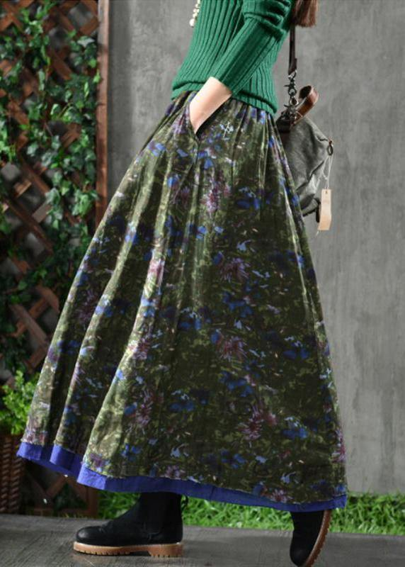 Women's Velvet Floral Long Skirt