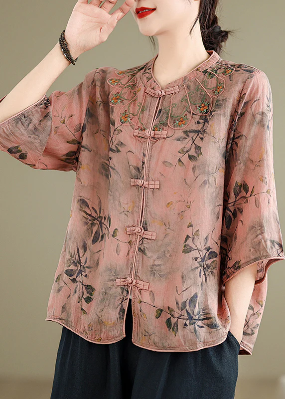 Women's Plus Size Printed Button Down Shirt Spring