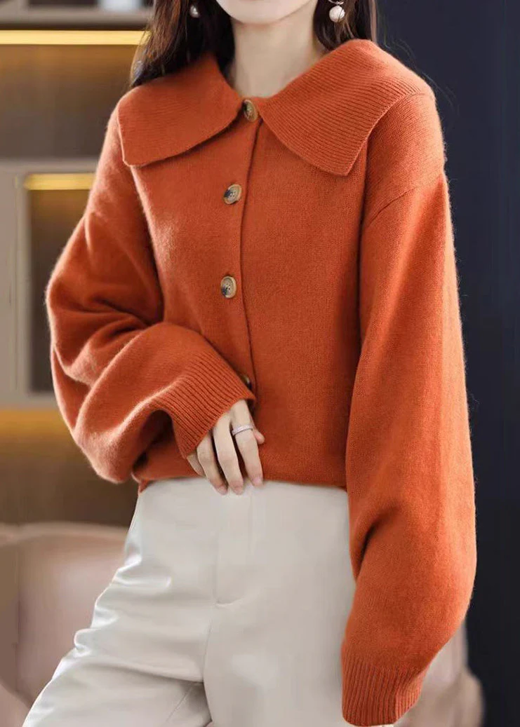 Elegant Peter Pan Collar Buttoned Solid Colour Cardigan Jacket