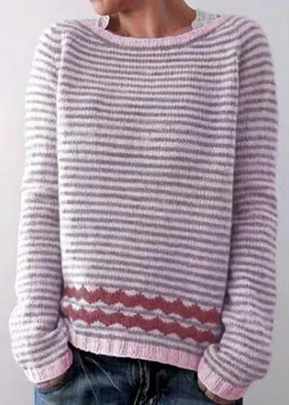 Striped O-neck cosy knit jumper