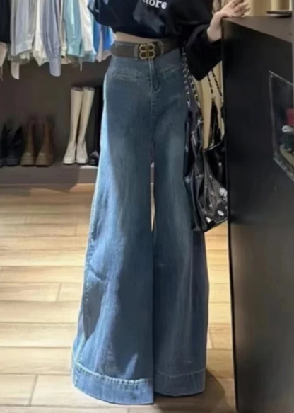 Women's High Waisted Denim Wide Leg Pants