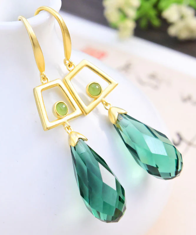 Women's Green Gold and Jade Earrings