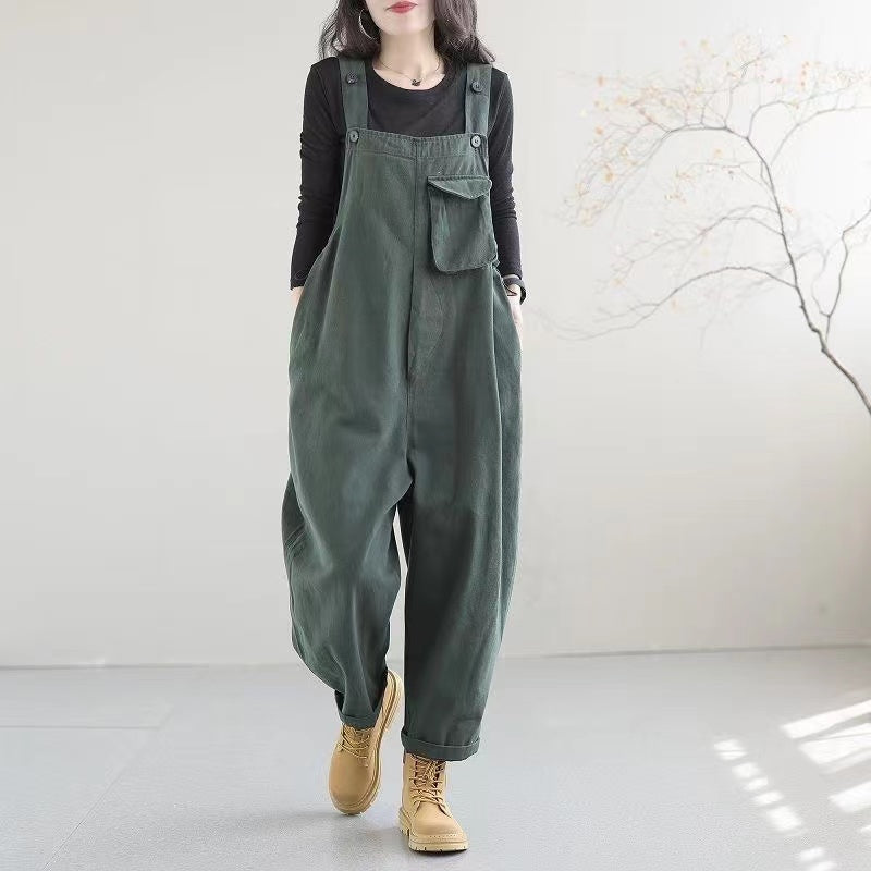 Casual Pocket Button Back Jumpsuit