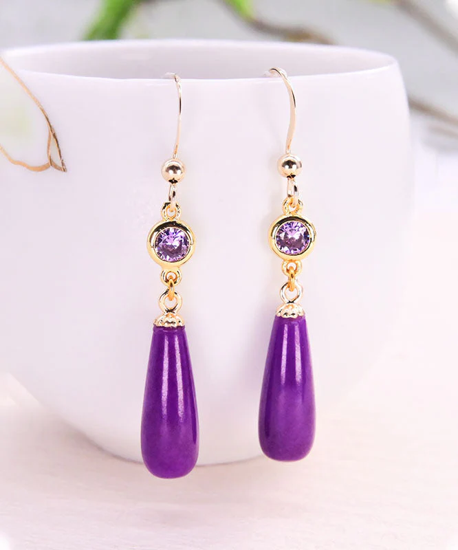 Elegant Mica Crystal Dangle Earrings in 14K Gold