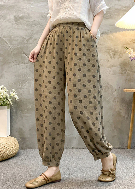 Women's Plus Size Dot Pocket Cotton 9/10 Pants