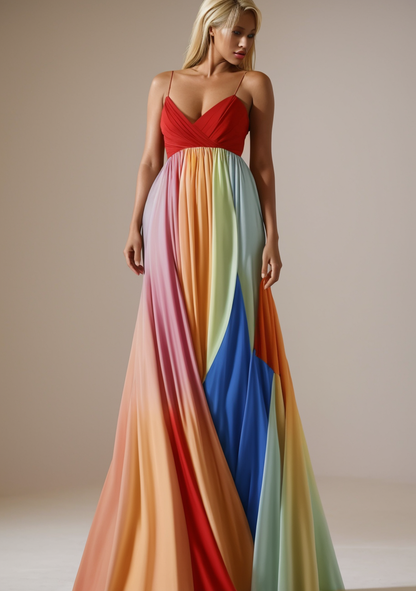 Halter Clash of Colours Dress