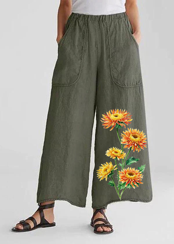 Loose Wide Leg Casual Big Pocket Pants