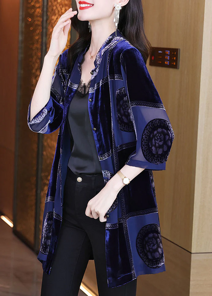 Elegant Collar Patchwork Velvet Shirt Top