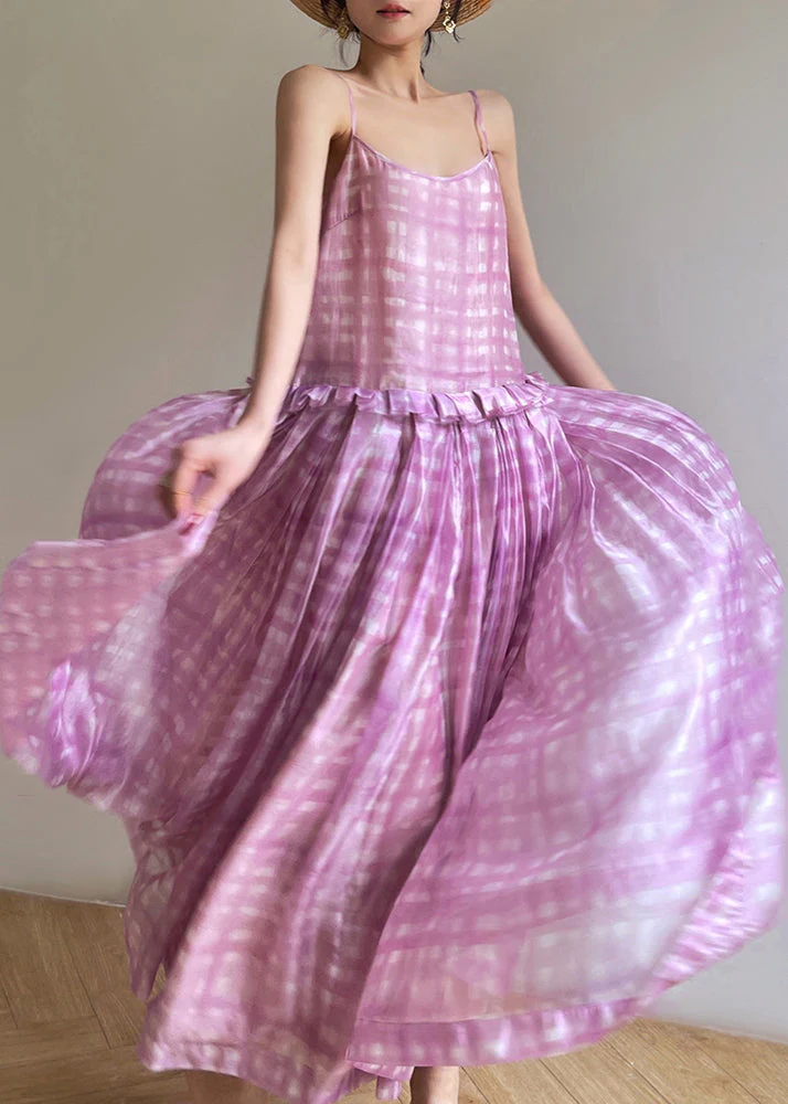 Women's Purple Ruffle Silk Dress Two Piece Set Spring Spring Summer