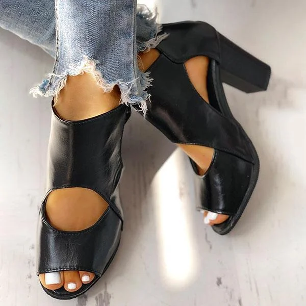 Fashion Open Toe Cutout Ankle Boots