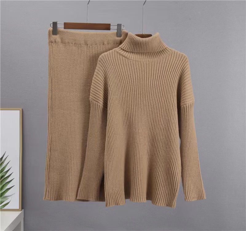 High Neck Green Pullover Knitted Sweater