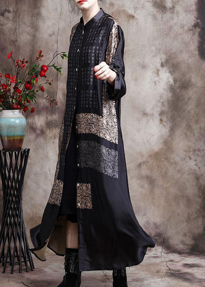 Elegant Printed Long Silk Dress Cardigan