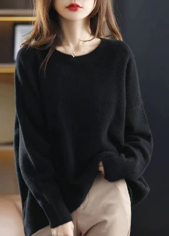 Casual O-Neck Thick Patchwork Knit Sweater Top