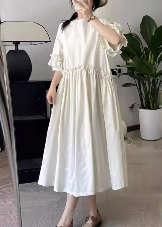 Loose Ruffle Short Sleeve Extra Long Dress