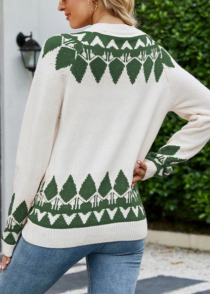 Simple Geometric Loose Thick Knit Sweater