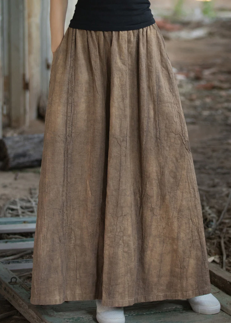 Vintage dyed elastic hem linen bustier skirt