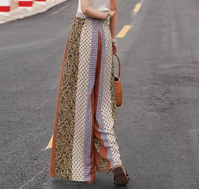 Colorblocked Strappy Wide Leg Pants