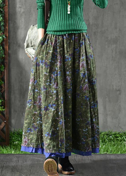 Women's Velvet Floral Long Skirt