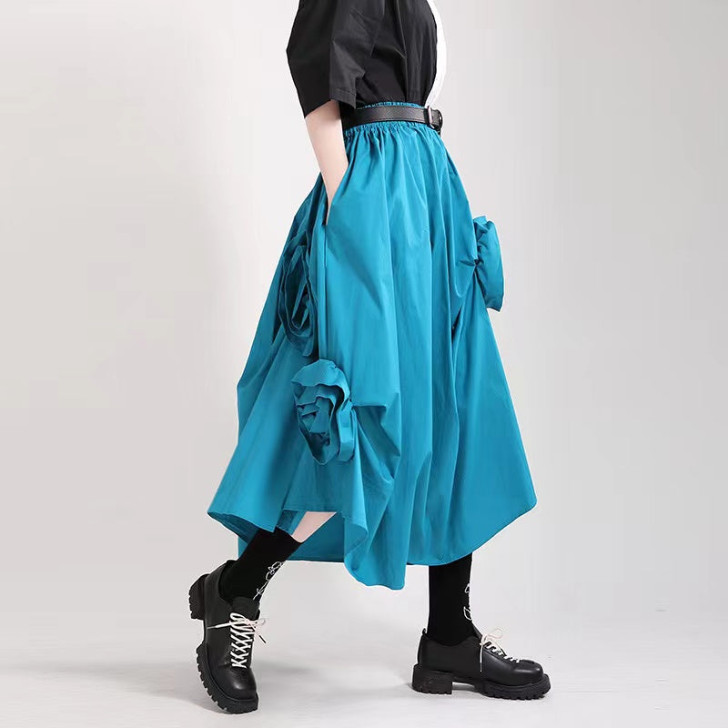 Elegant Irregular Flower Embellished Half-body Skirt