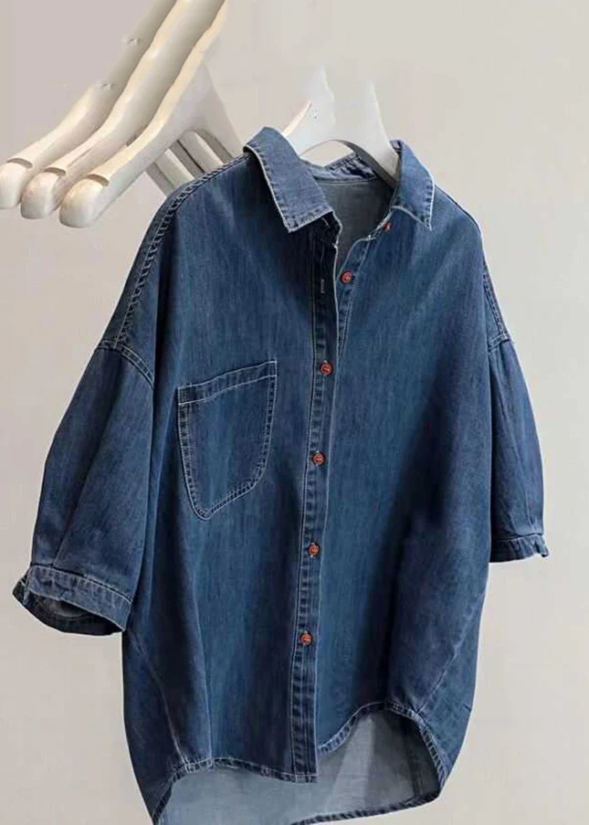 Fashion Patchwork Low Rise Design Denim Shirt