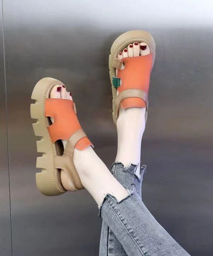 Casual Open Toe Buckle Strap Patchwork Thick Sandals