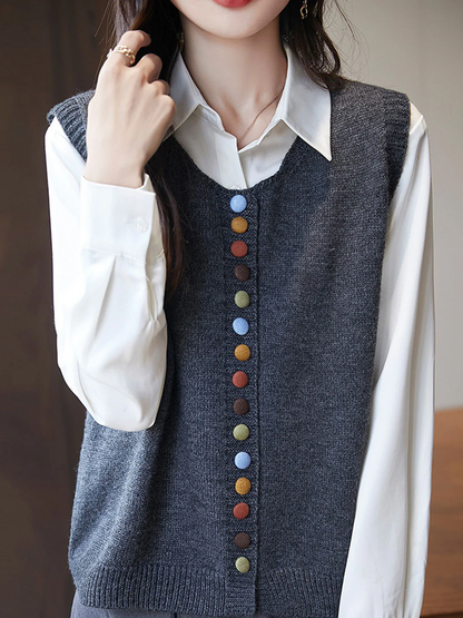 Women's Vintage Crew Neck Knit Vest