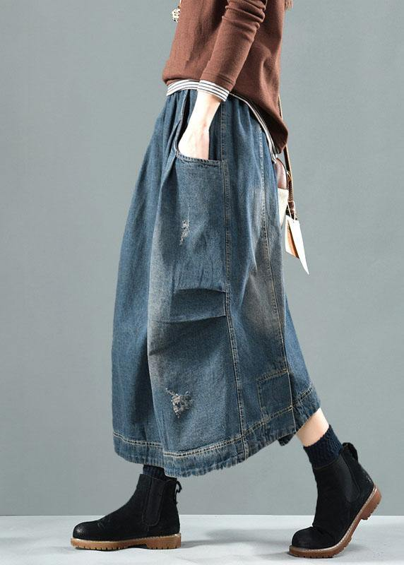 Pocket Patchwork Denim Half-body Skirt