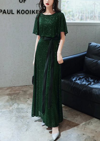 Sequin Green Short Sleeve Dress