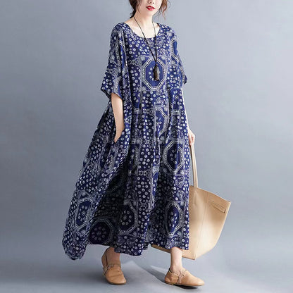 Casual Round Neck Short Sleeve Printed Dress