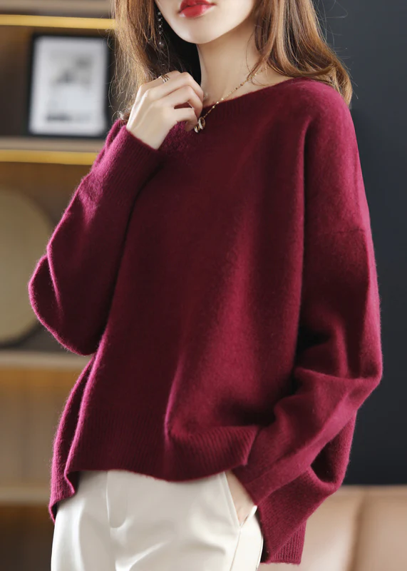 Casual O-Neck Thick Patchwork Knit Sweater Top