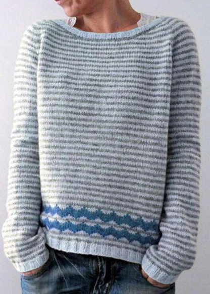 Striped O-neck cosy knit jumper