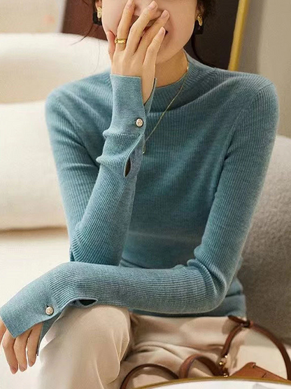 Women's Classic Turtleneck Solid Color Knit Sweater