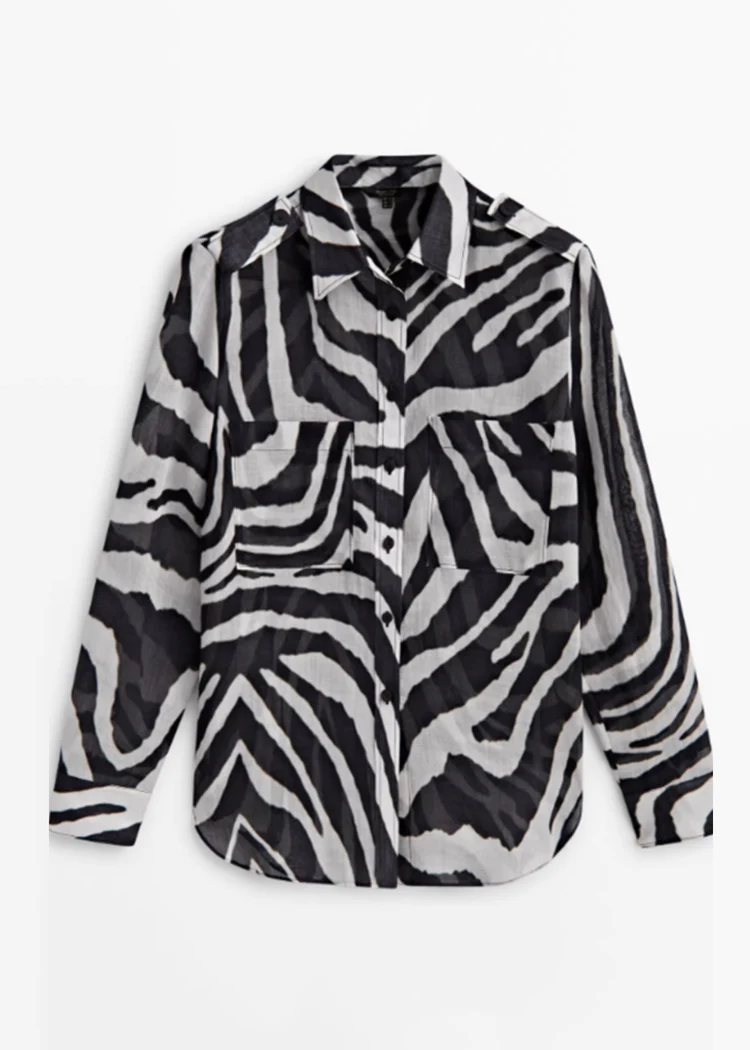 Casual Zebra Pocket Shirt Top