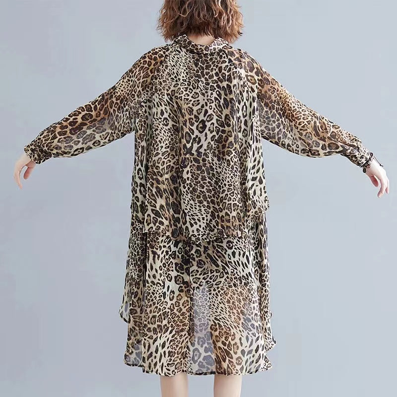 Original Design Oversized Leopard Print Shirt Top