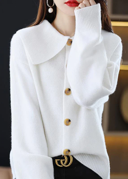 Elegant Peter Pan Collar Buttoned Solid Colour Cardigan Jacket