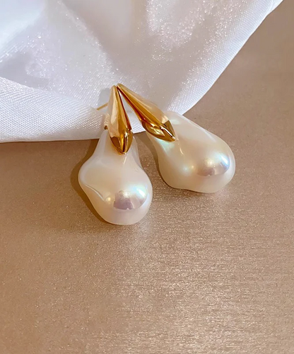 Women's White Gold Alloy Pearl Earrings