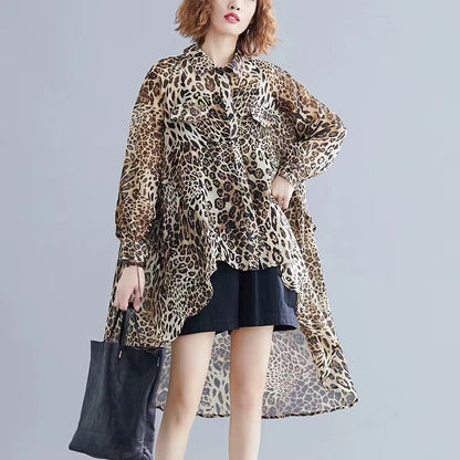 Original Design Oversized Leopard Print Shirt Top