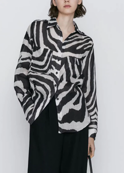 Casual Zebra Pocket Shirt Top