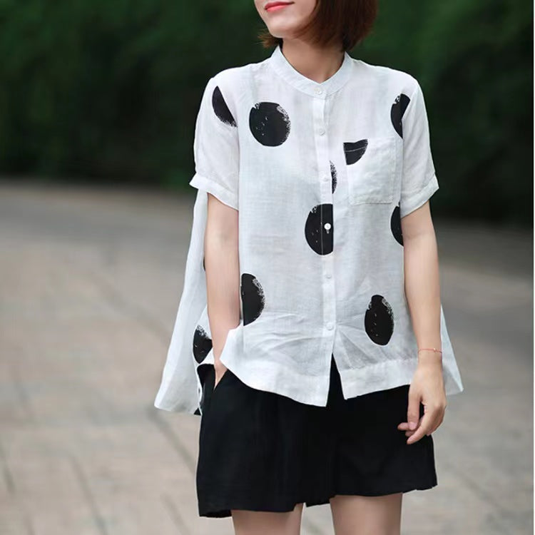 Polka Dot Colored Linen Shirt