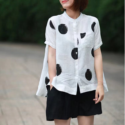 Polka Dot Colored Linen Shirt