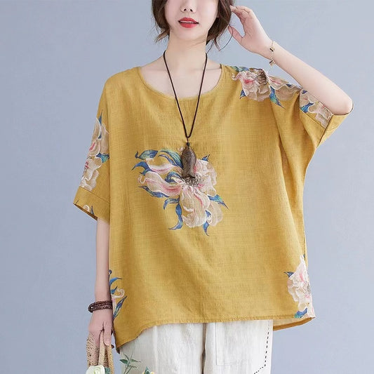 Casual Round Neck Printed Short Sleeve T-Shirt Top