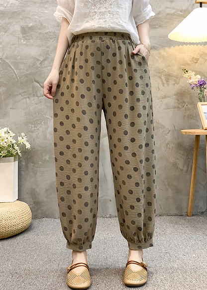 Women's Plus Size Dot Pocket Cotton 9/10 Pants