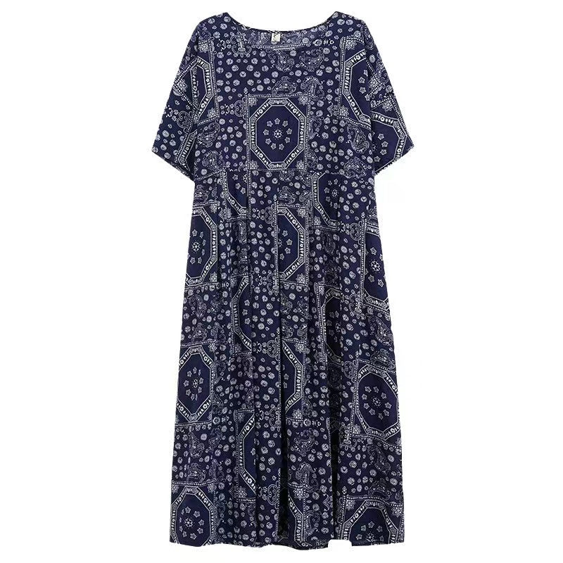 Casual Round Neck Short Sleeve Printed Dress