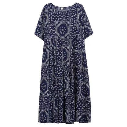 Casual Round Neck Short Sleeve Printed Dress