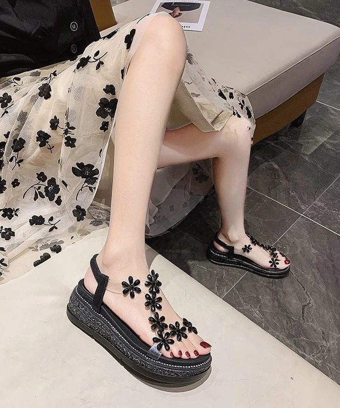 Stone Flower Patchwork Thick Bottom Flat Sandal