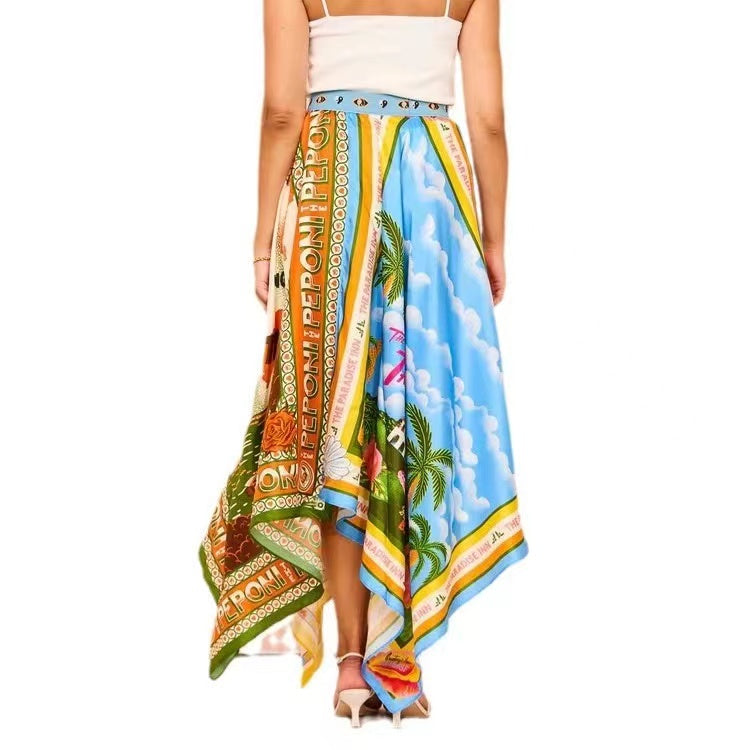 Casual Irregular Printed Pattern Skirt